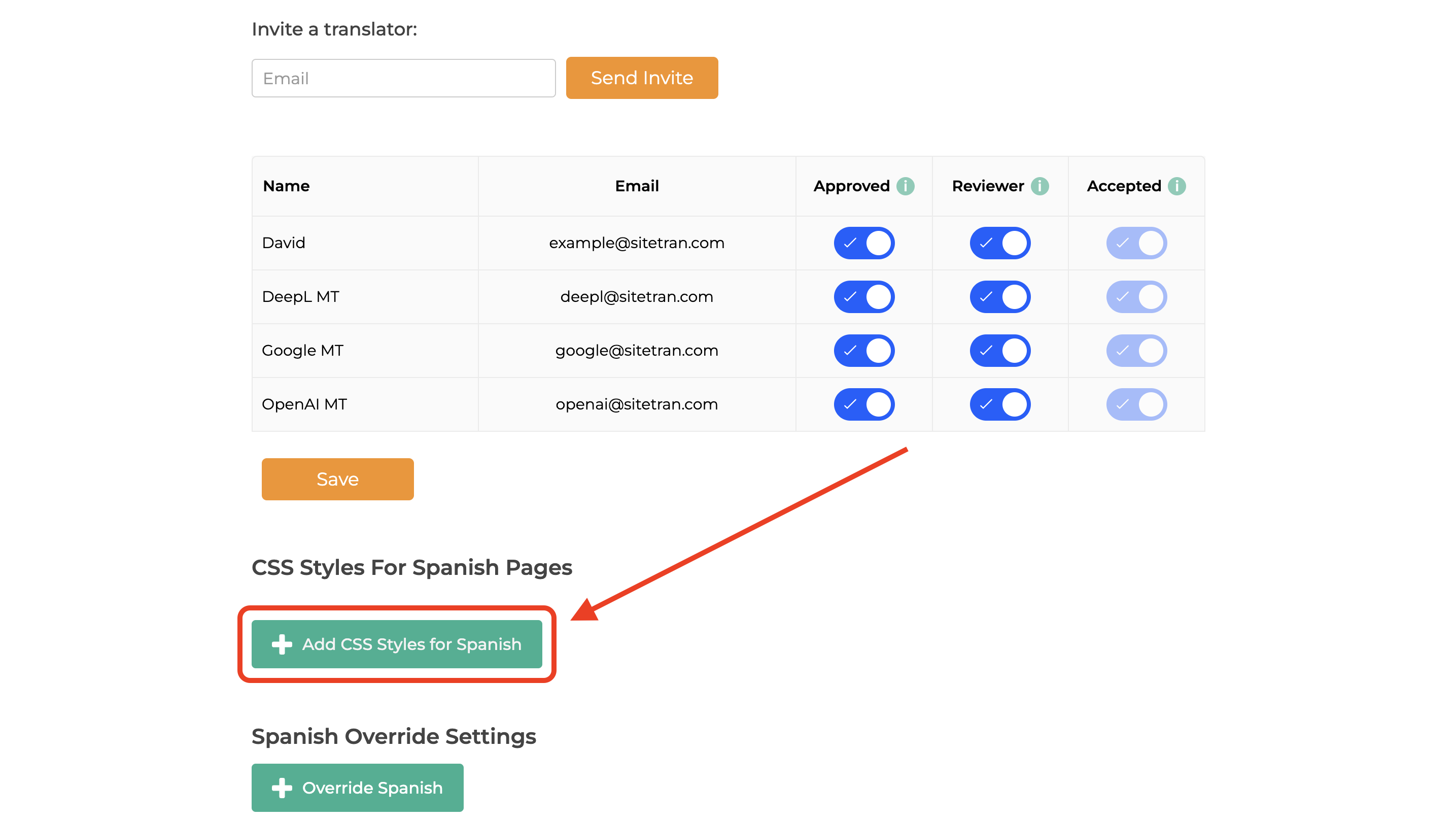 Click on “Add CSS Styles for LANGUAGE”